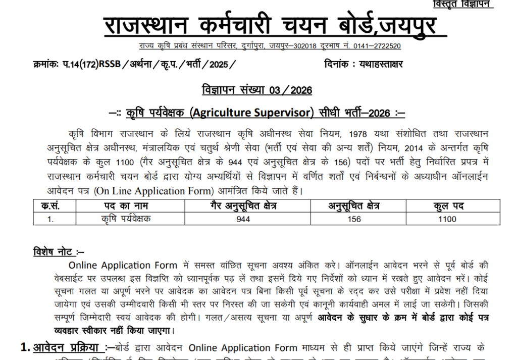 RSSB Agriculture Supervisor Vacancy 2026