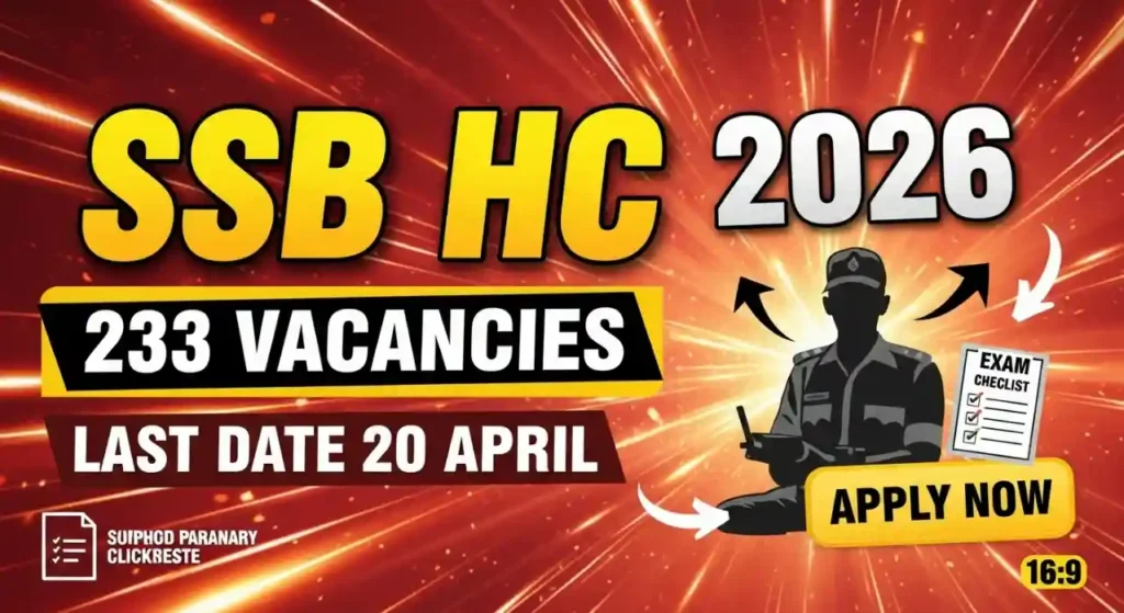 SSB Non-GD Recruitment 2026 Last Date 20 April