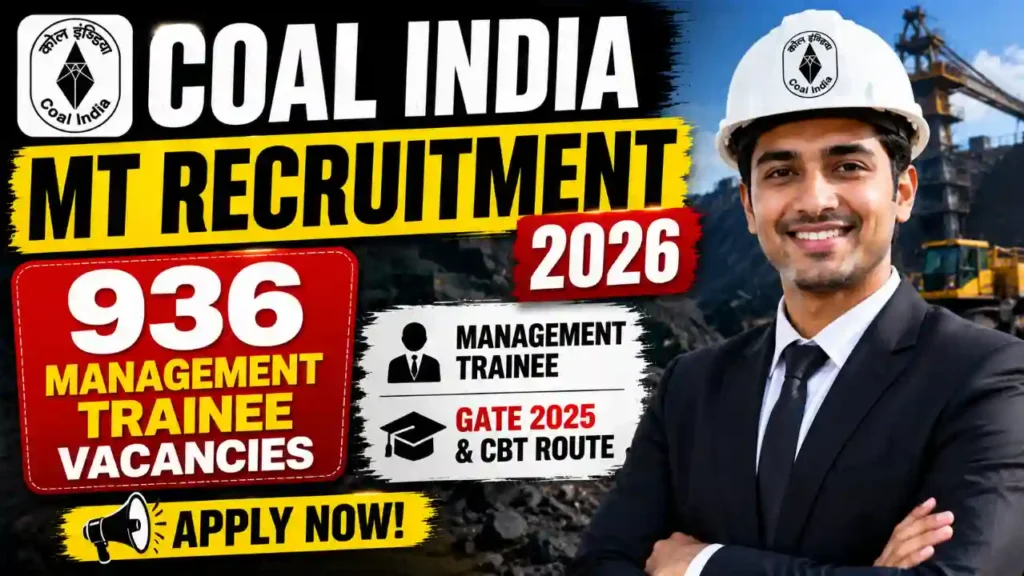 Coal India MT Recruitment 2026 – 936 Management Trainee Posts Open | GATE & CBT Routes Explained