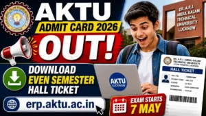 AKTU Admit Card 2026 + Exam Centre List – Download Hall Ticket at erp.aktu.ac.in