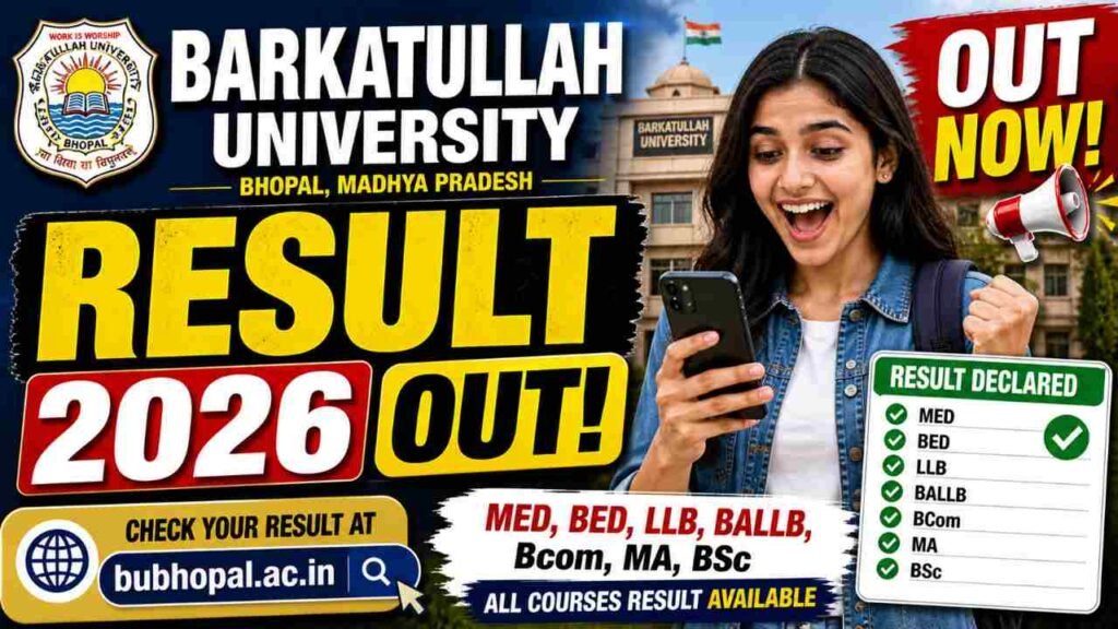 Barkatullah University Exam Result 2026 bubhopal.ac.in