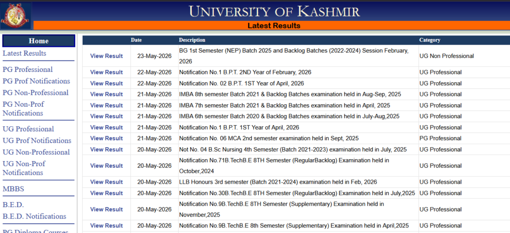 How to Check Kashmir University Result 2026 Online