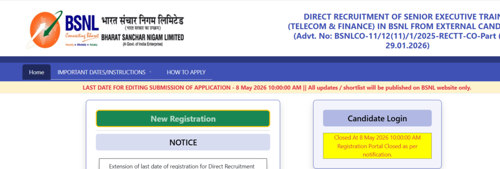 BSNL JTO apply online 2026 Step