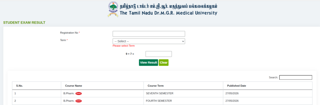 How to Check Dr MGR Medical University Result 2026