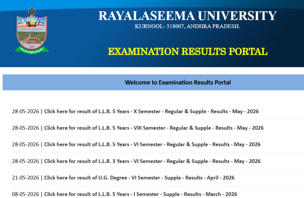 How to Check Rayalaseema University Result 2026 Online