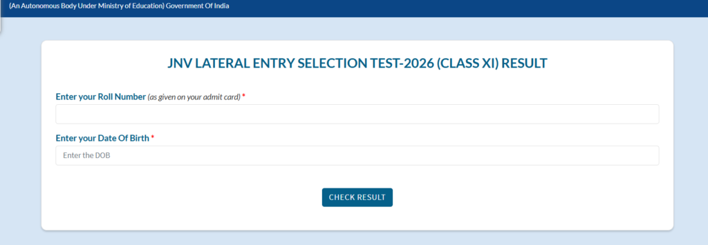 How to Check NVS Class 11 Result 2026 — Scorecard Download