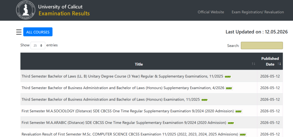 How to Check Calicut University Result 2026 Online