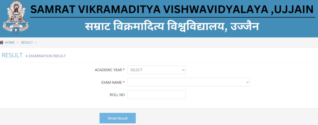 Another way to check the Vikram University Result 2026 is via vikuniexam.in which is for students who started in 2020 or later.