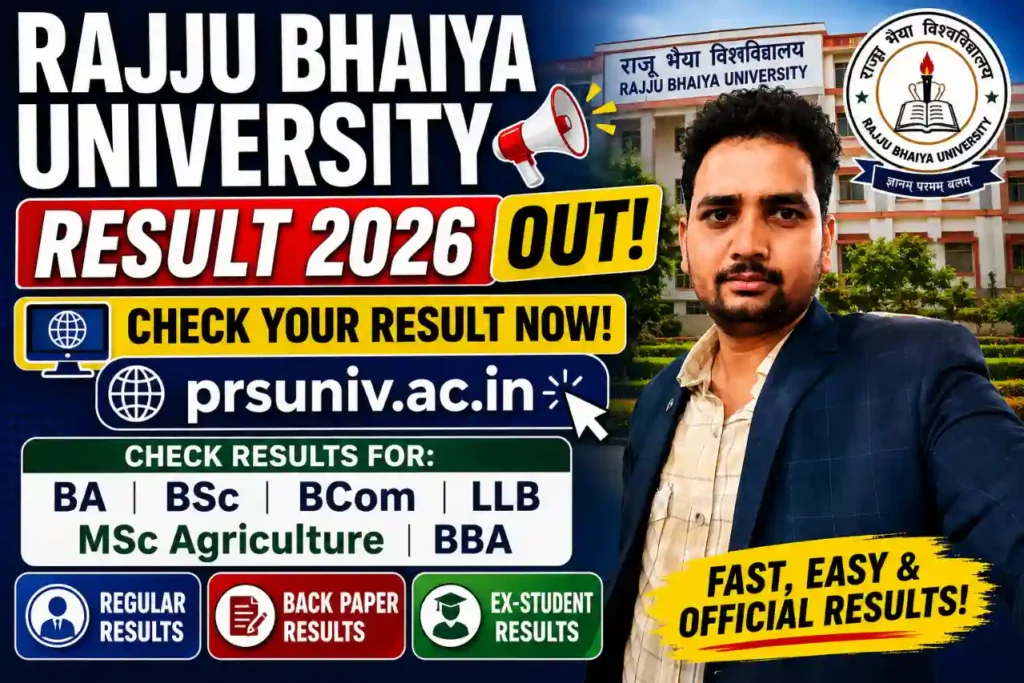 Rajju Bhaiya University Result 2026 at prsuniv.ac.in