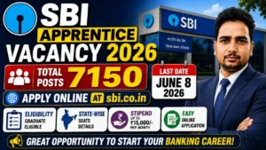 SBI Apprentice Vacancy 2026 – Apply Online for 7150 Posts at sbi.co.in, Last Date June 8, Eligibility, State-wise Seats, Stipend