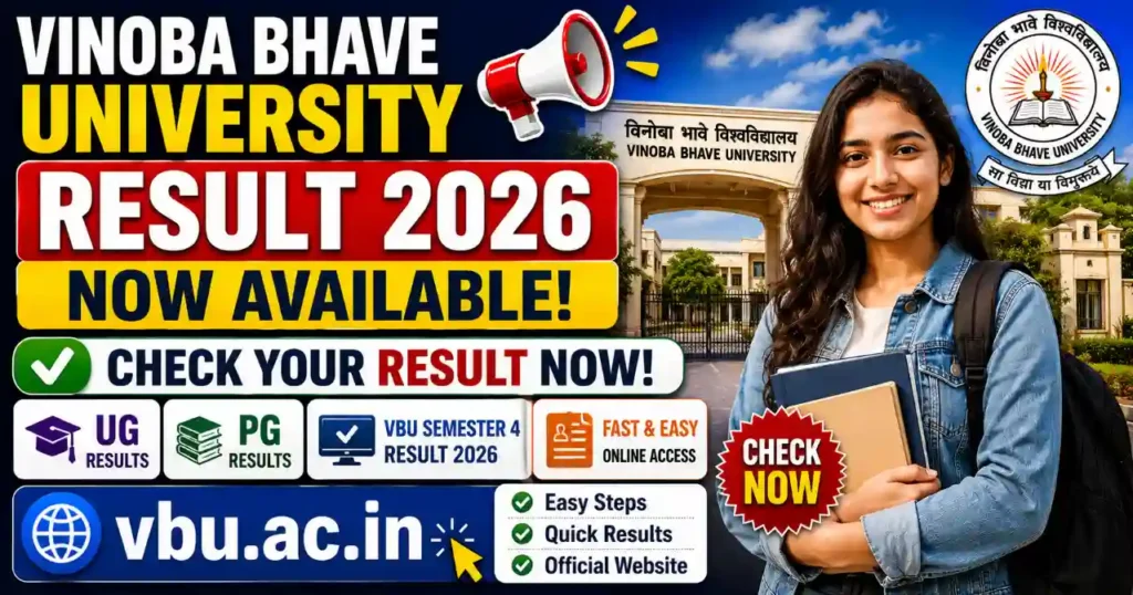 Vinoba Bhave University VBU Result 2026 at vbu.ac.in