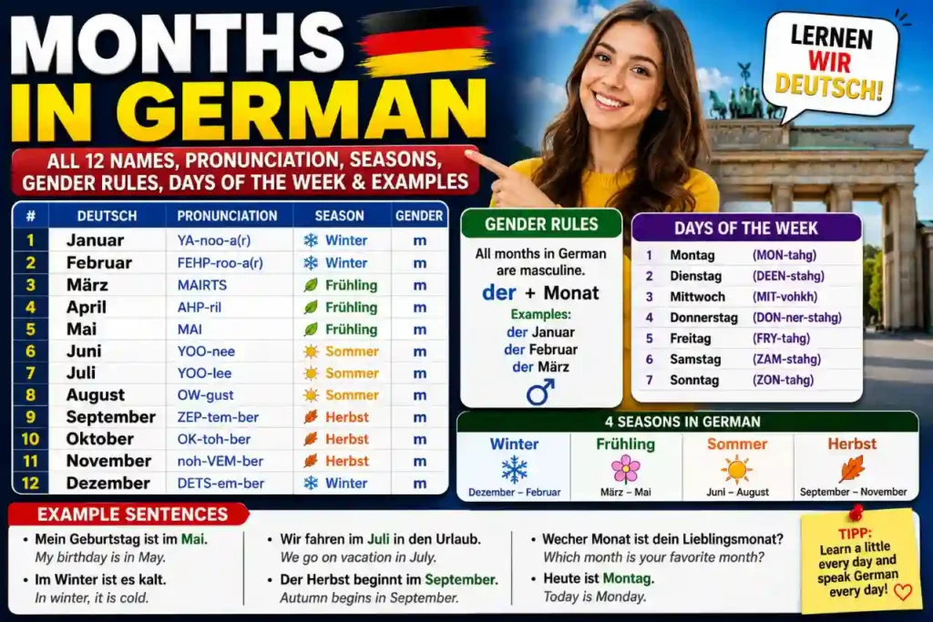 12 months in german names list with english translation chart