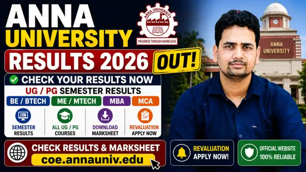 Anna University Results 2026 at coe.annauniv.edu