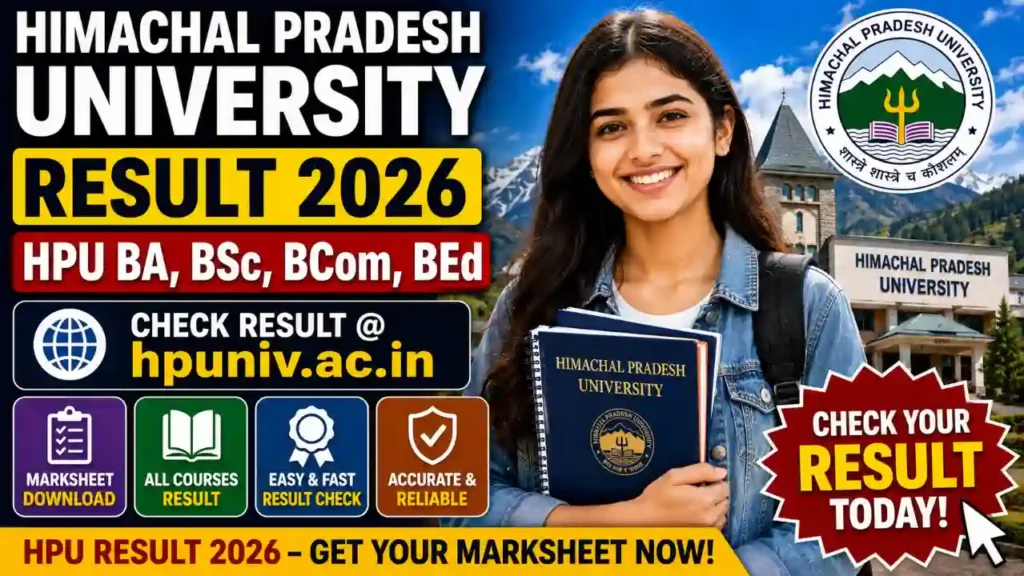 Himachal Pradesh University Result 2026 β HPU Shimla at hpuniv.ac.in