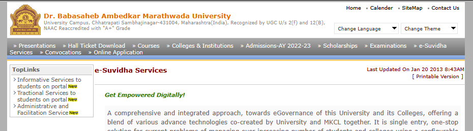 BAMU revaluation 2026 E-Suvidha Rs 100