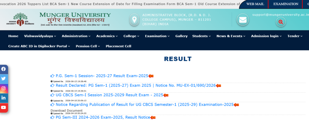 How to Check Munger University Result 2026 Online