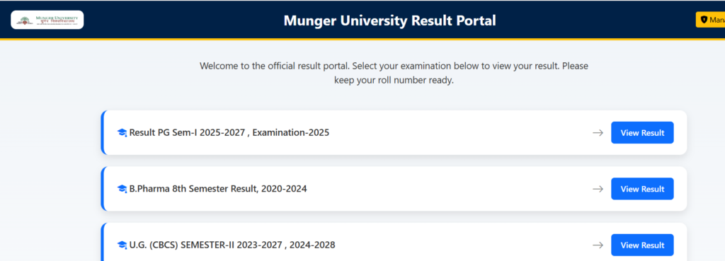Munger University Result Portal