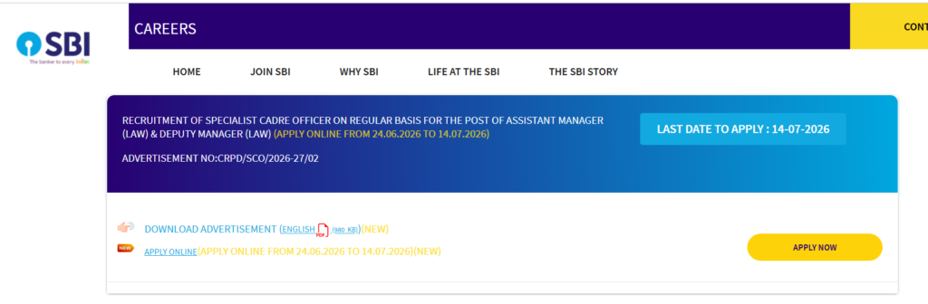 How to Apply for SBI Law Officer Recruitment 2026 Online