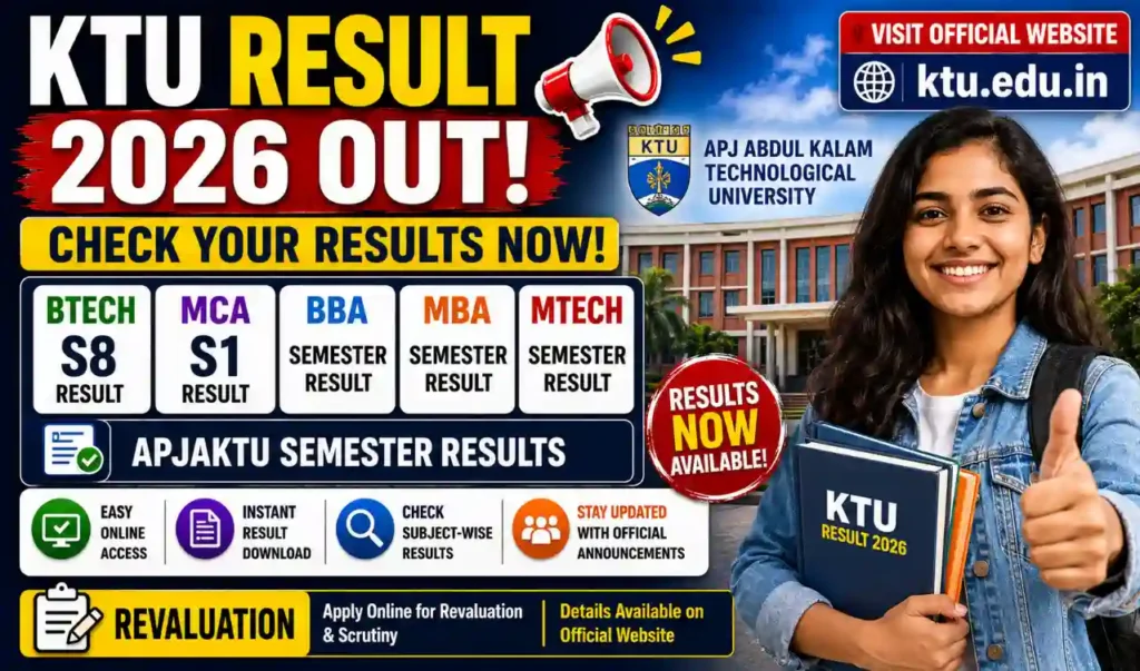 KTU Result 2026 at ktu.edu.in