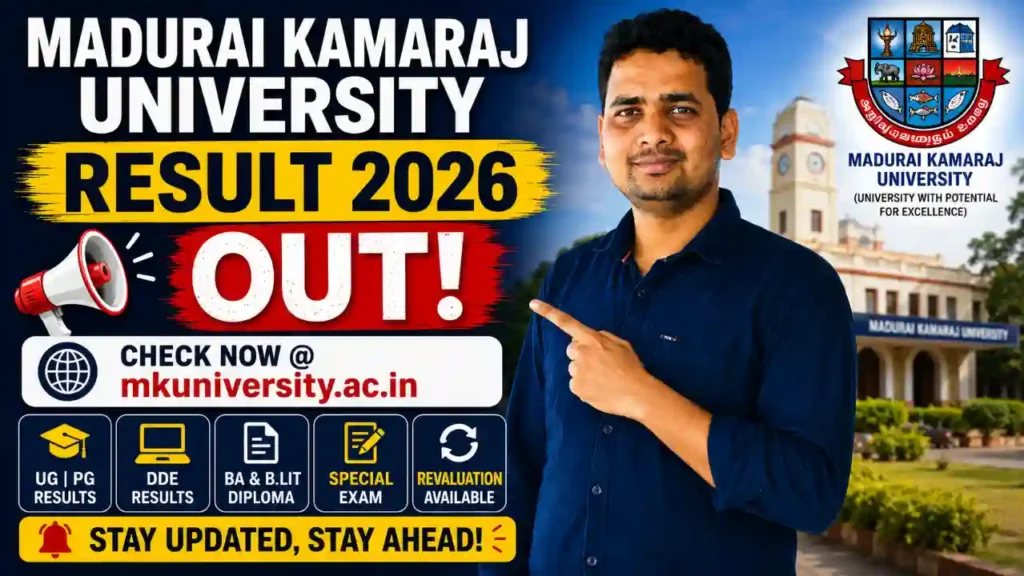 Madurai Kamaraj University Result 2026 at mkuniversity.ac.in
