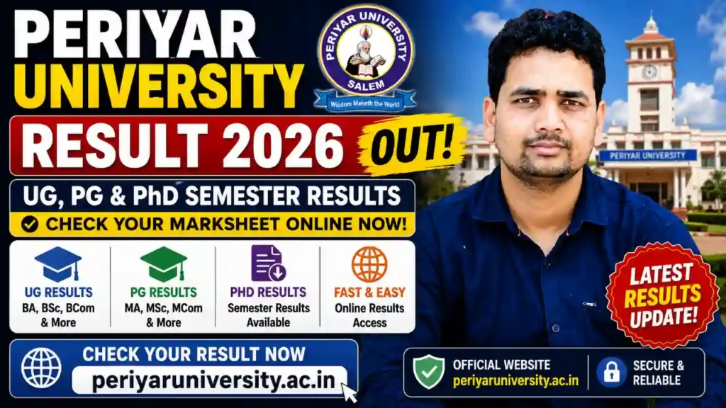 Periyar University Result 2026 at periyaruniversity.ac.in