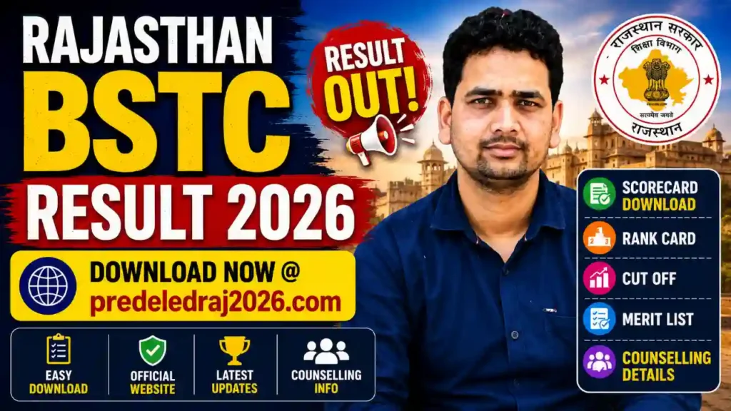 Rajasthan BSTC Result 2026 Download at predeledraj2026.com