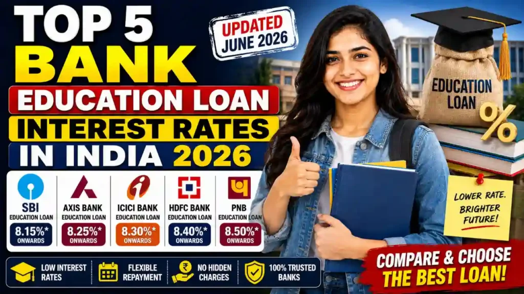 Top 5 Bank Education Loan Interest Rates in India 2026 (Updated June)